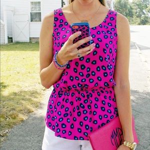 Hot pink leopard peplum top
